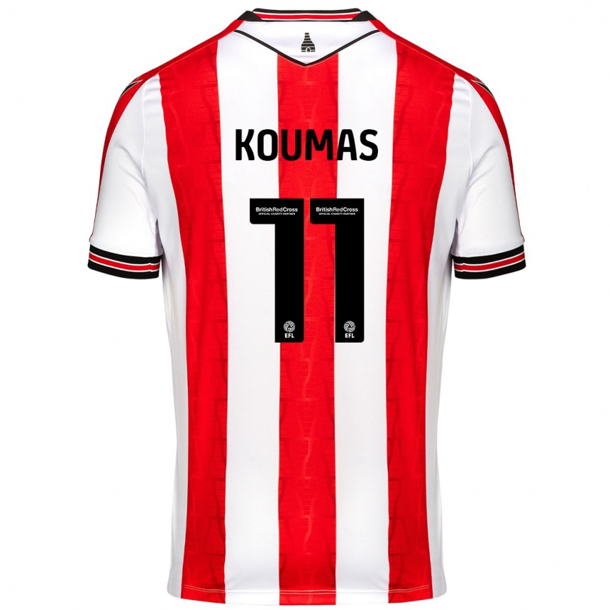 Niño Fútbol Camiseta Lewis Koumas #11 Rojo Blanco 1ª Equipación 2024/25 Argentina