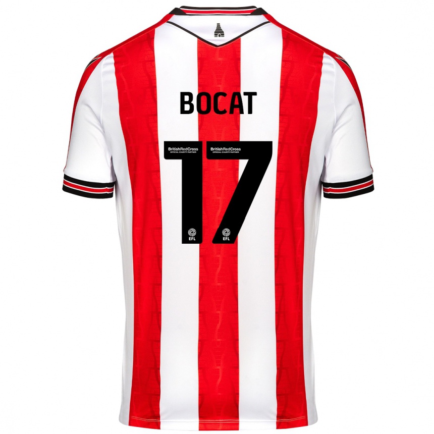 Niño Fútbol Camiseta Eric-Junior Bocat #17 Rojo Blanco 1ª Equipación 2024/25 Argentina