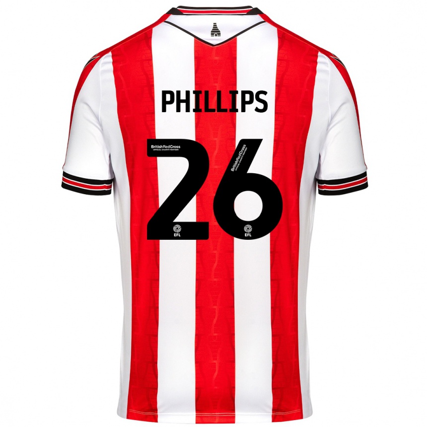 Niño Fútbol Camiseta Ashley Phillips #26 Rojo Blanco 1ª Equipación 2024/25 Argentina