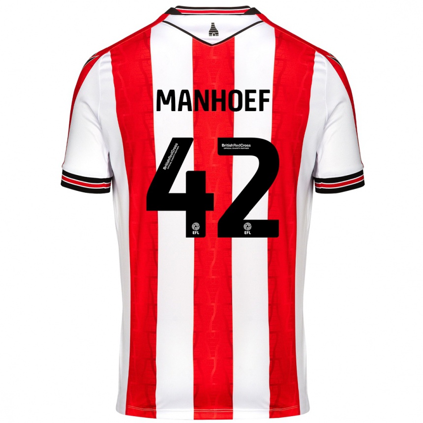 Niño Fútbol Camiseta Million Manhoef #42 Rojo Blanco 1ª Equipación 2024/25 Argentina