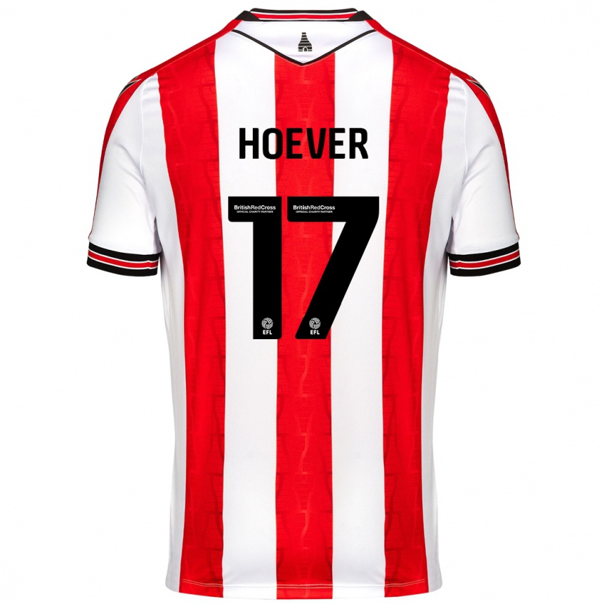 Niño Fútbol Camiseta Ki-Jana Hoever #17 Rojo Blanco 1ª Equipación 2024/25 Argentina