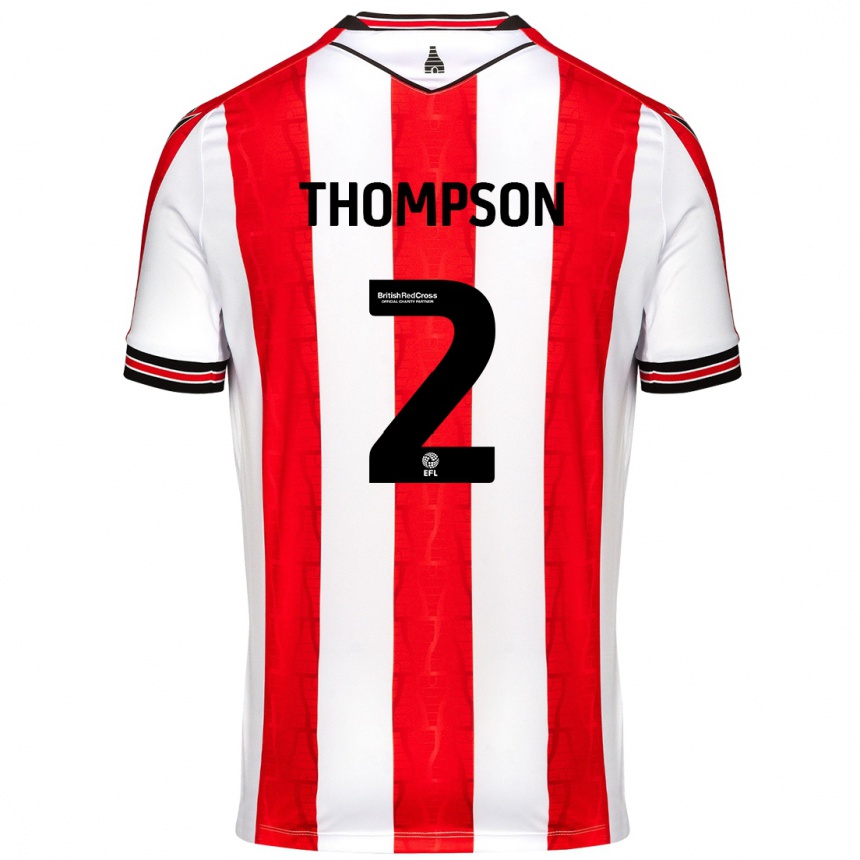 Niño Fútbol Camiseta Sophie Thompson #2 Rojo Blanco 1ª Equipación 2024/25 Argentina