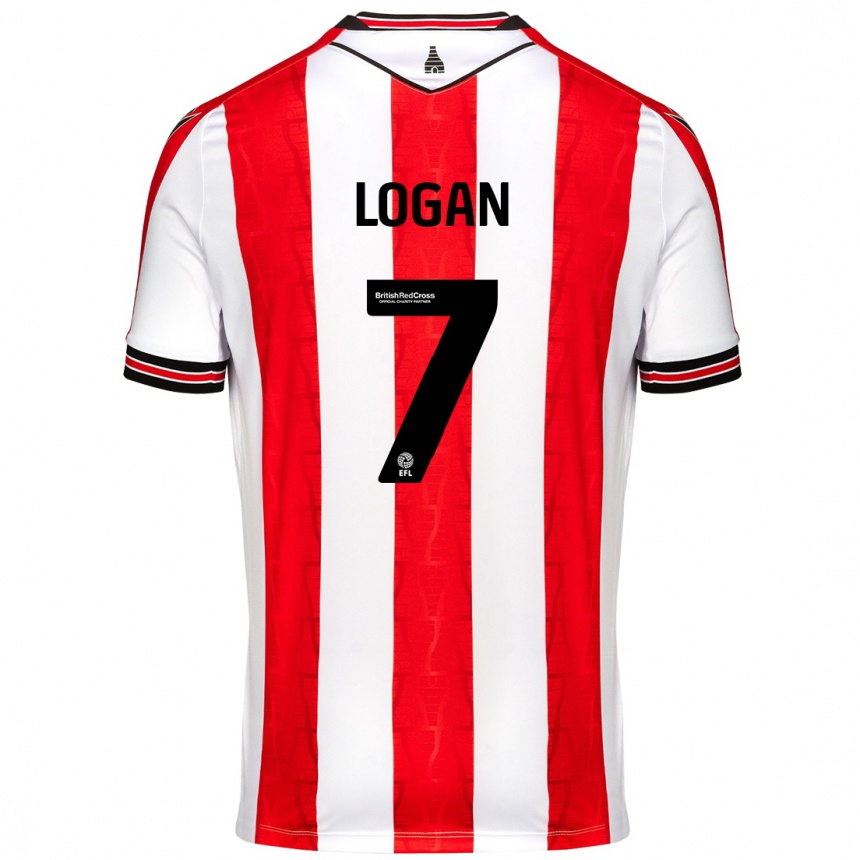 Niño Fútbol Camiseta Heidi Logan #7 Rojo Blanco 1ª Equipación 2024/25 Argentina