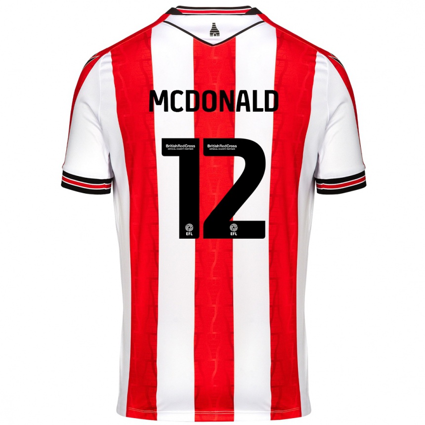 Niño Fútbol Camiseta Kayleigh Mcdonald #12 Rojo Blanco 1ª Equipación 2024/25 Argentina