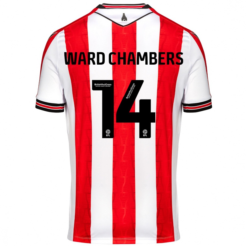 Niño Fútbol Camiseta Courtnay Ward-Chambers #14 Rojo Blanco 1ª Equipación 2024/25 Argentina