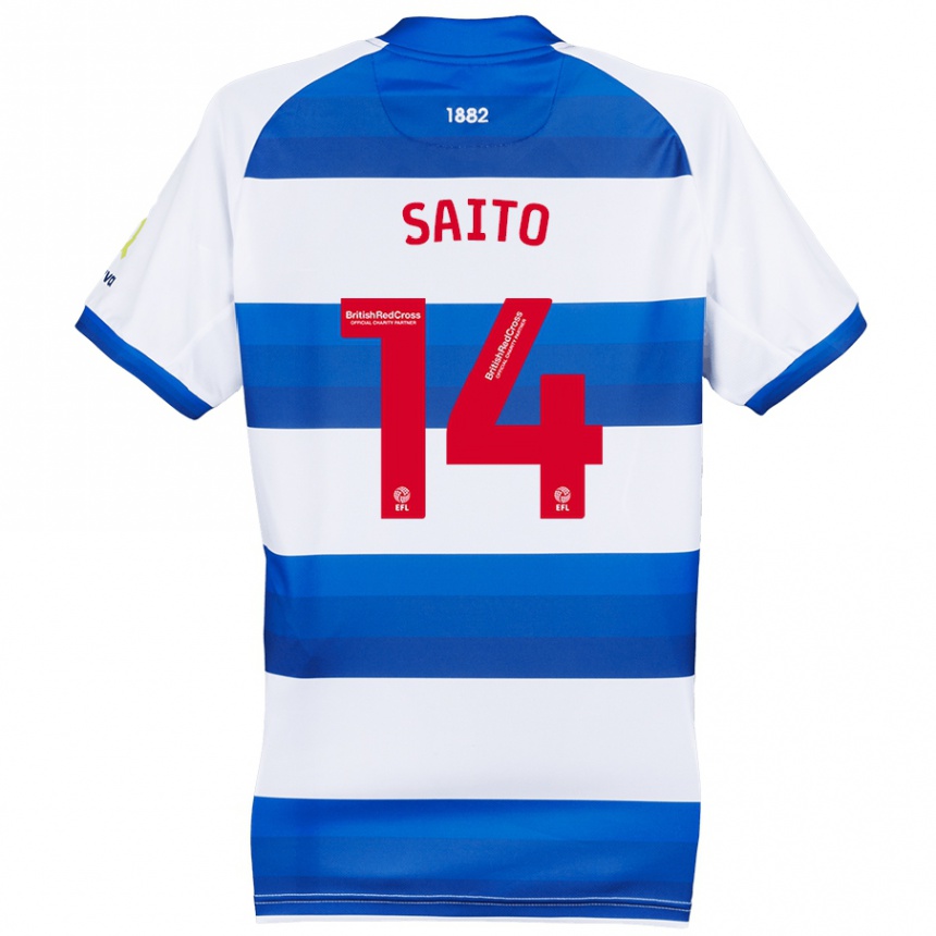 Niño Fútbol Camiseta Koki Saito #14 Blanco Azul 1ª Equipación 2024/25 Argentina