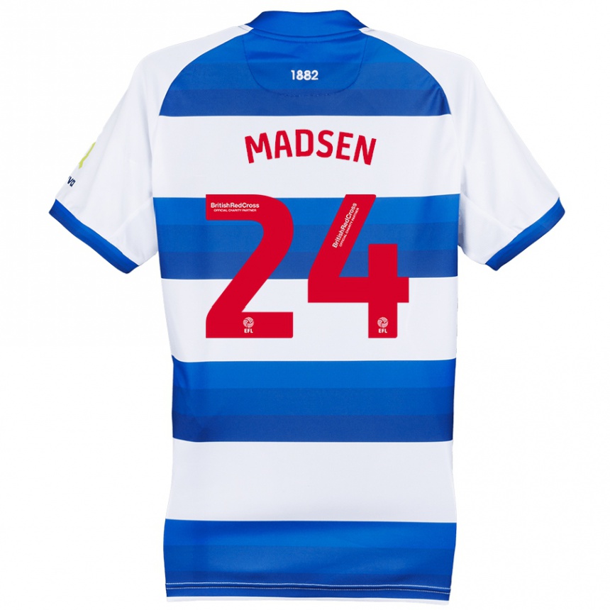 Niño Fútbol Camiseta Nicolas Madsen #24 Blanco Azul 1ª Equipación 2024/25 Argentina