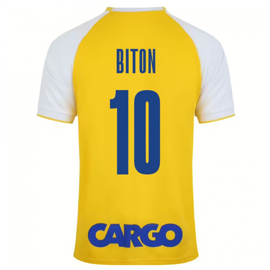 Niño Fútbol Camiseta Dan Biton #10 Amarillo Blanco 1ª Equipación 2024/25 Argentina