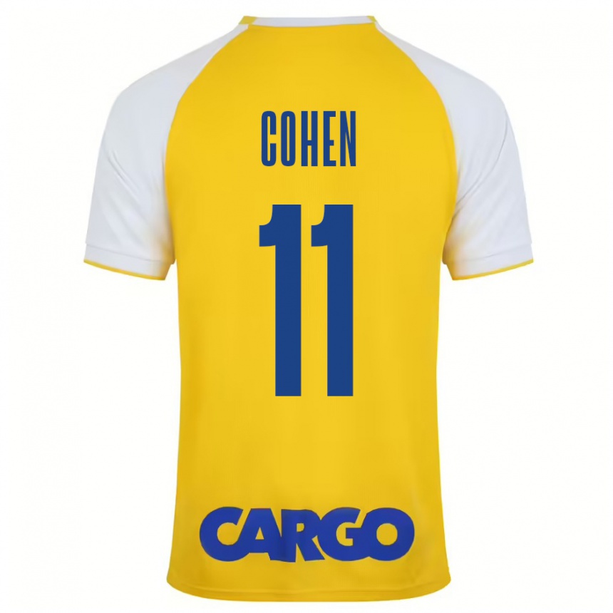 Niño Fútbol Camiseta Yonatan Cohen #11 Amarillo Blanco 1ª Equipación 2024/25 Argentina