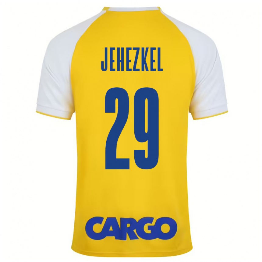 Niño Fútbol Camiseta Sagiv Jehezkel #29 Amarillo Blanco 1ª Equipación 2024/25 Argentina