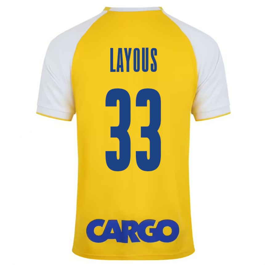 Niño Fútbol Camiseta Hisham Layous #33 Amarillo Blanco 1ª Equipación 2024/25 Argentina