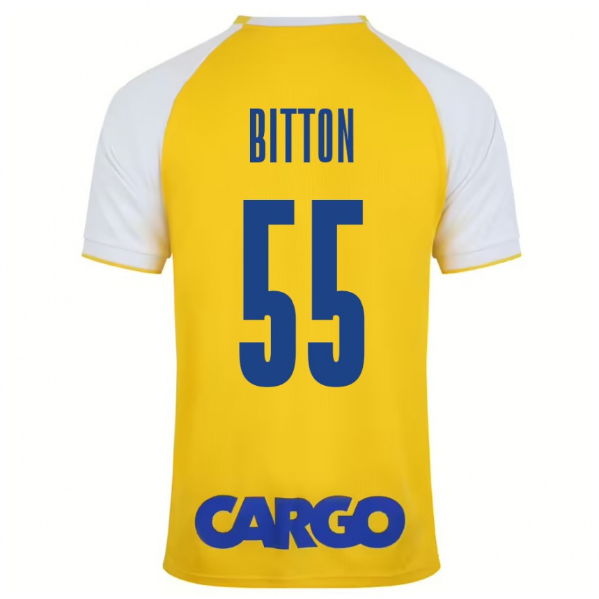 Niño Fútbol Camiseta Nir Bitton #55 Amarillo Blanco 1ª Equipación 2024/25 Argentina