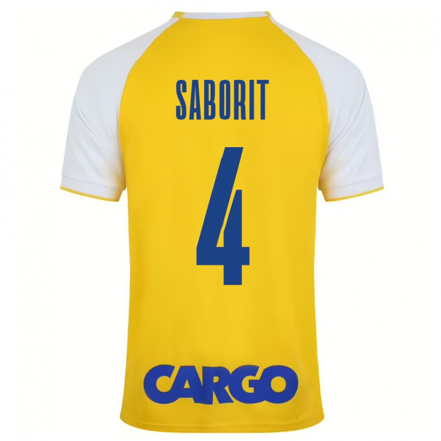 Niño Fútbol Camiseta Enric Saborit #4 Amarillo Blanco 1ª Equipación 2024/25 Argentina