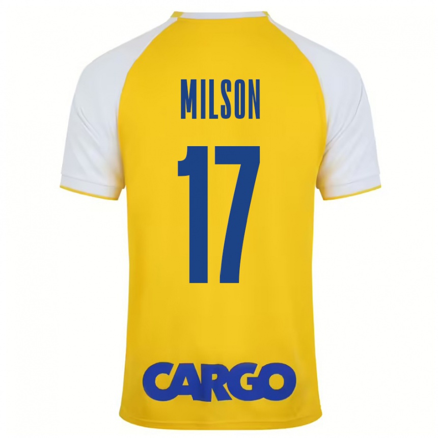 Niño Fútbol Camiseta Milson #17 Amarillo Blanco 1ª Equipación 2024/25 Argentina