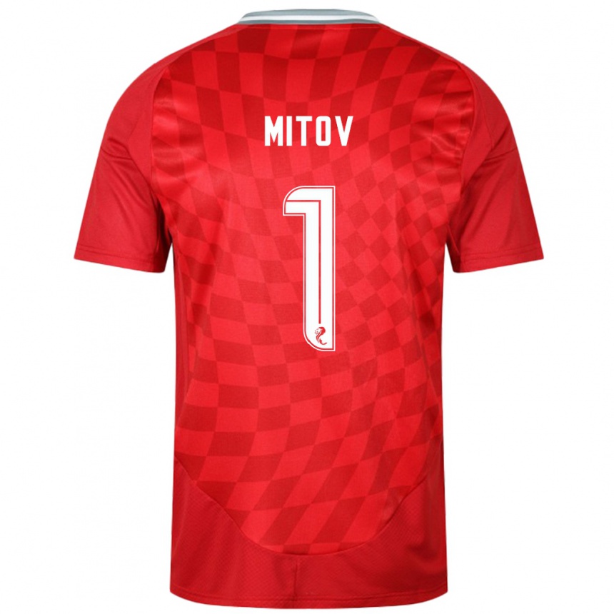 Niño Fútbol Camiseta Dimitar Mitov #1 Rojo 1ª Equipación 2024/25 Argentina