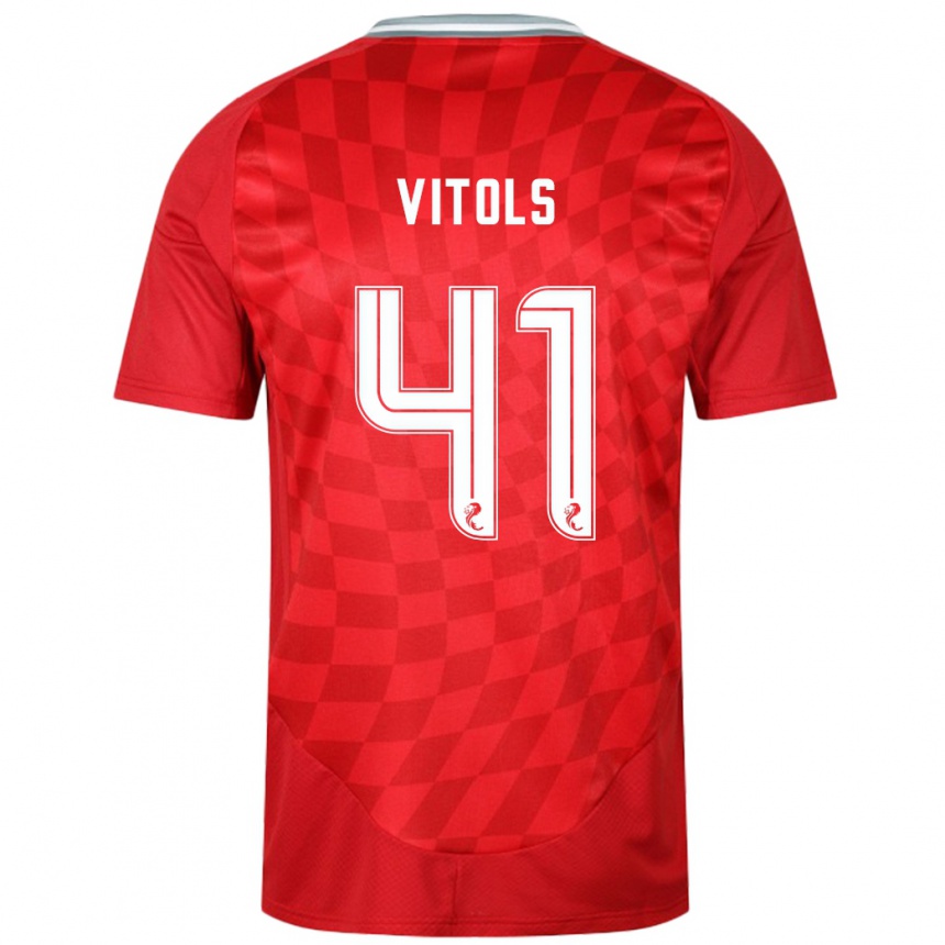 Niño Fútbol Camiseta Rodrigo Vitols #41 Rojo 1ª Equipación 2024/25 Argentina