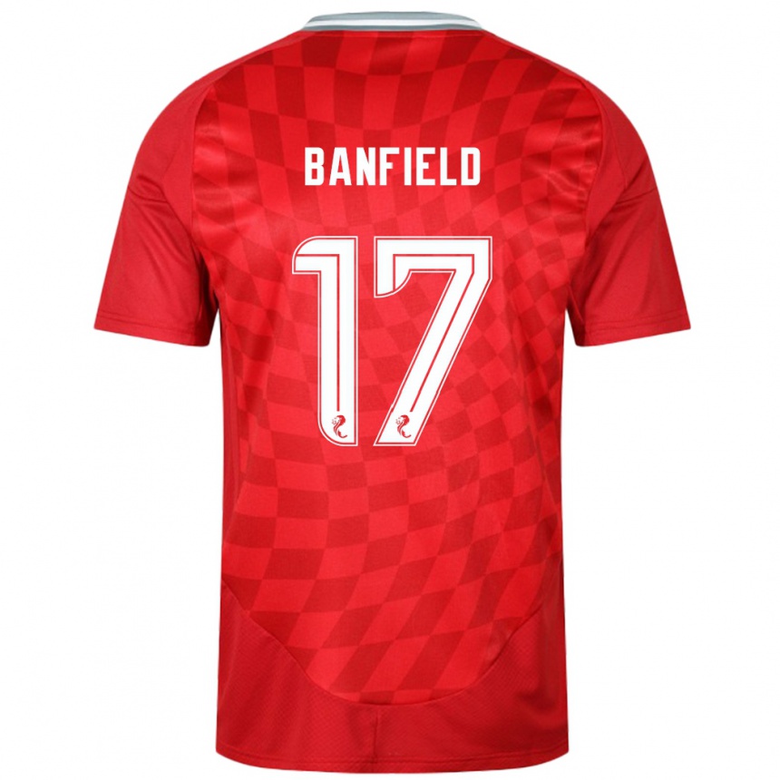 Niño Fútbol Camiseta Keeley Banfield #17 Rojo 1ª Equipación 2024/25 Argentina