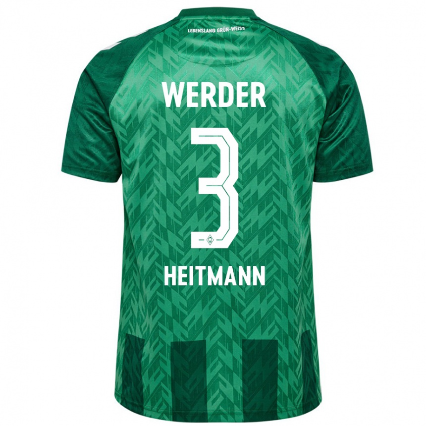 Niño Fútbol Camiseta Mats Heitmann #3 Verde 1ª Equipación 2024/25 Argentina