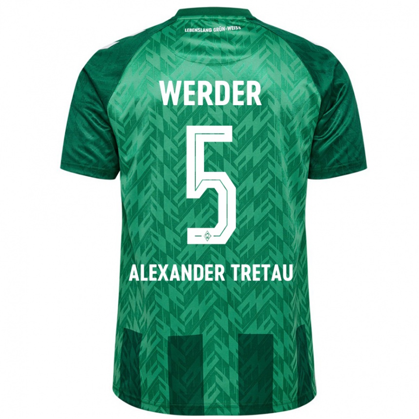 Niño Fútbol Camiseta Hans Alexander Tretau #5 Verde 1ª Equipación 2024/25 Argentina