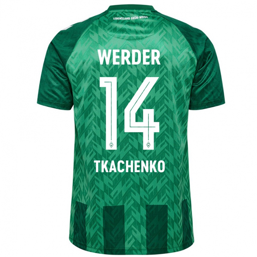 Niño Fútbol Camiseta Oleksandr Tkachenko #14 Verde 1ª Equipación 2024/25 Argentina