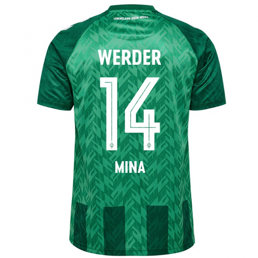 Niño Fútbol Camiseta Johan Mina #14 Verde 1ª Equipación 2024/25 Argentina