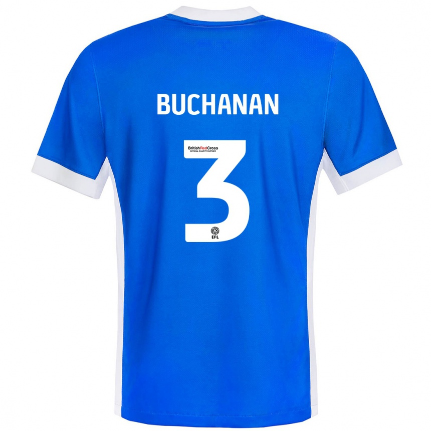 Niño Fútbol Camiseta Lee Buchanan #3 Azul Blanco 1ª Equipación 2024/25 Argentina