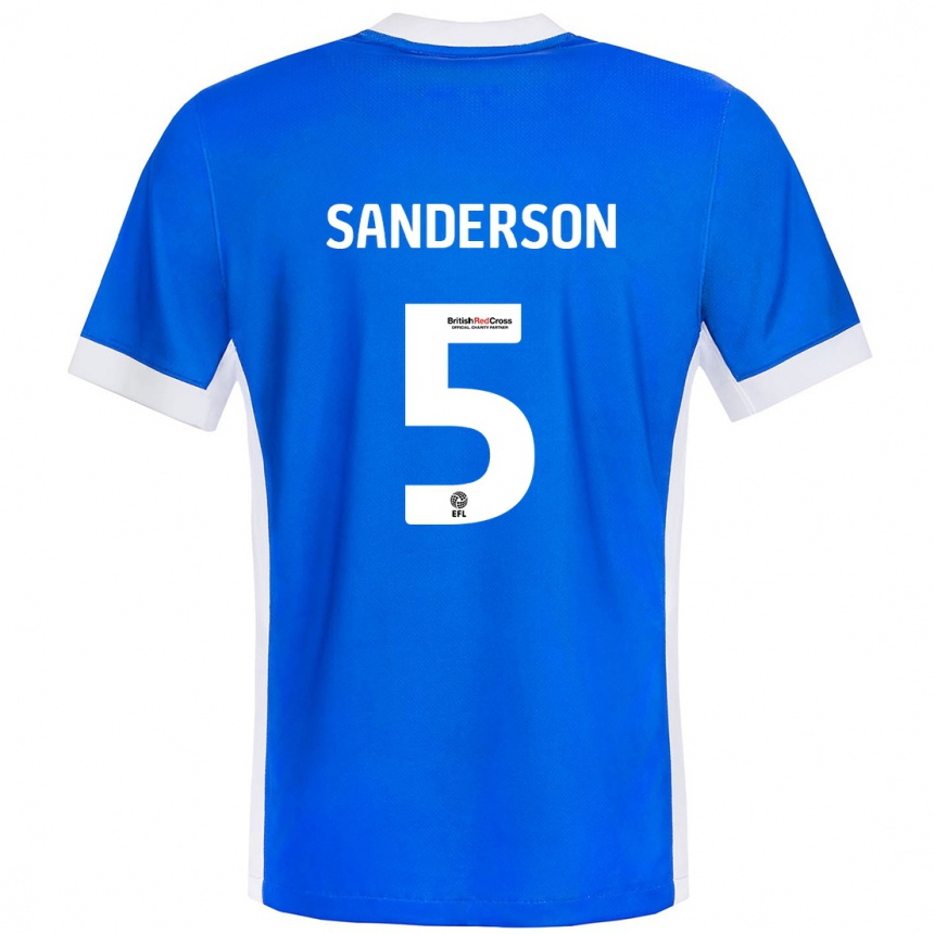 Niño Fútbol Camiseta Dion Sanderson #5 Azul Blanco 1ª Equipación 2024/25 Argentina