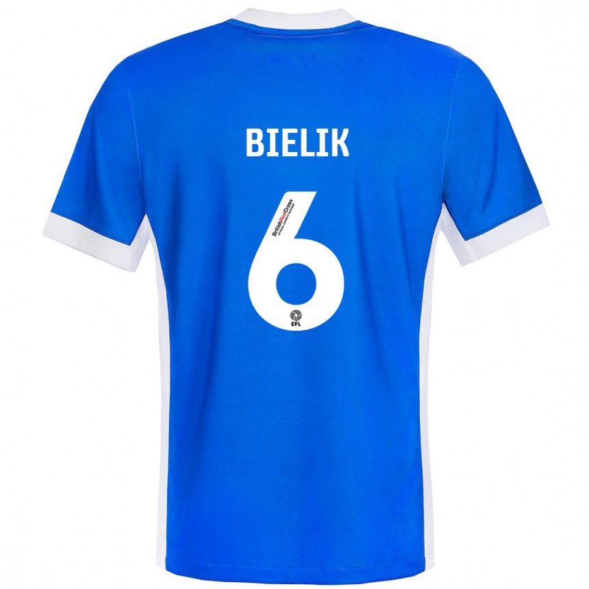 Niño Fútbol Camiseta Krystian Bielik #6 Azul Blanco 1ª Equipación 2024/25 Argentina