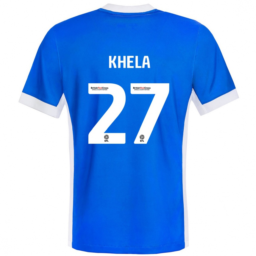 Niño Fútbol Camiseta Brandon Khela #27 Azul Blanco 1ª Equipación 2024/25 Argentina