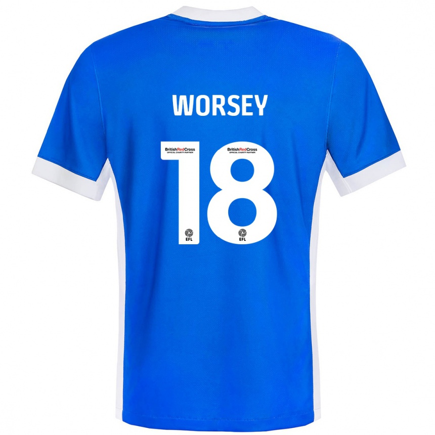 Niño Fútbol Camiseta Louanne Worsey #18 Azul Blanco 1ª Equipación 2024/25 Argentina