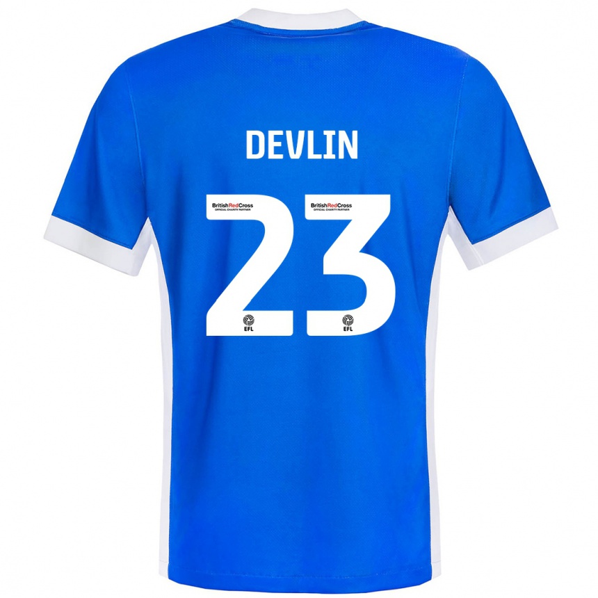 Niño Fútbol Camiseta Charlotte Devlin #23 Azul Blanco 1ª Equipación 2024/25 Argentina