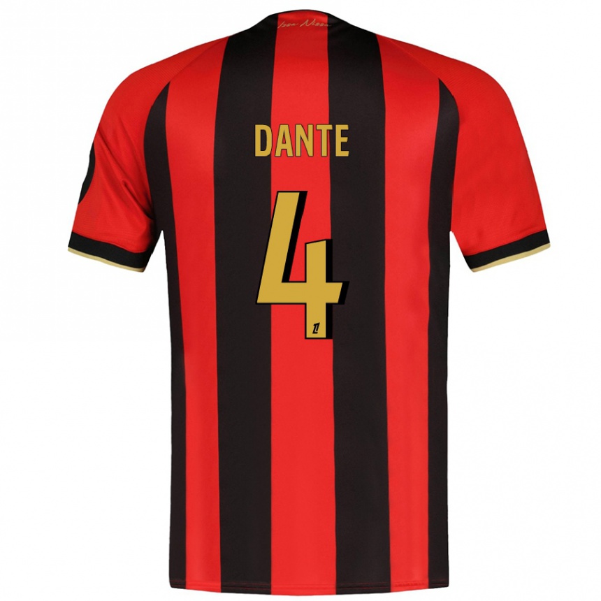 Niño Fútbol Camiseta Dante #4 Rojo Negro 1ª Equipación 2024/25 Argentina