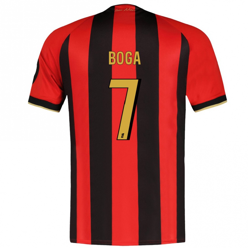 Niño Fútbol Camiseta Jérémie Boga #7 Rojo Negro 1ª Equipación 2024/25 Argentina