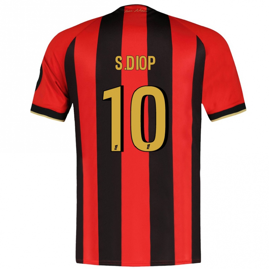 Niño Fútbol Camiseta Sofiane Diop #10 Rojo Negro 1ª Equipación 2024/25 Argentina