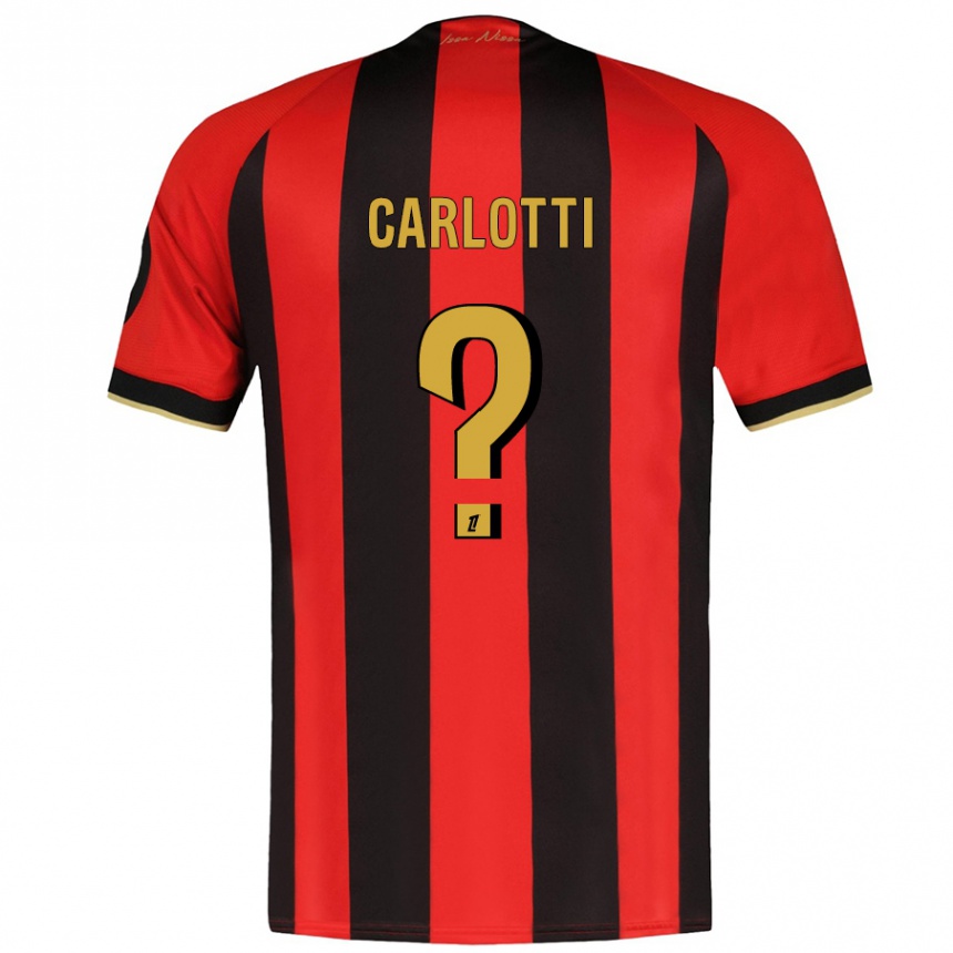 Niño Fútbol Camiseta Mathis Carlotti #0 Rojo Negro 1ª Equipación 2024/25 Argentina