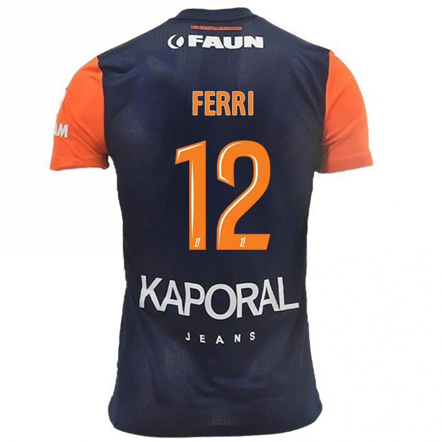 Niño Fútbol Camiseta Jordan Ferri #12 Azul Marino Naranja 1ª Equipación 2024/25 Argentina