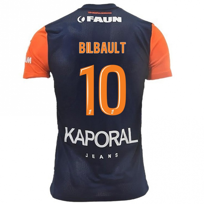 Niño Fútbol Camiseta Charlotte Bilbault #10 Azul Marino Naranja 1ª Equipación 2024/25 Argentina