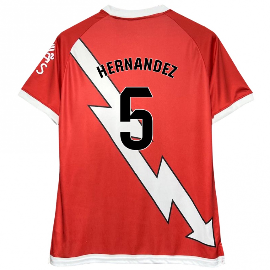 Niño Fútbol Camiseta Aridane Hernández #5 Blanco Rojo 1ª Equipación 2024/25 Argentina