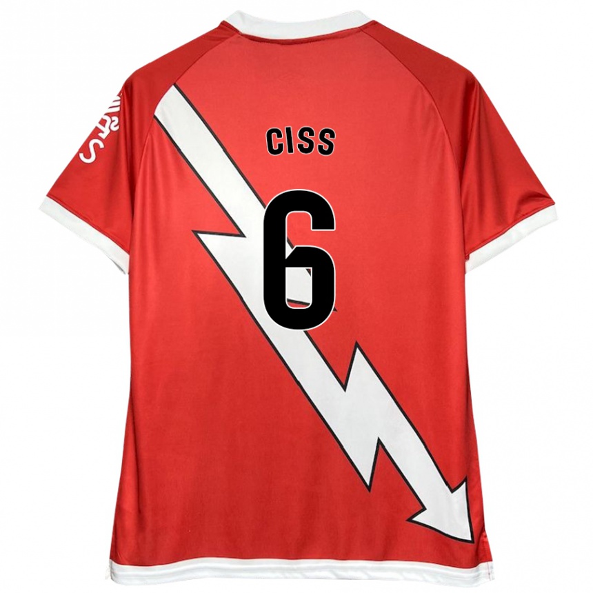 Niño Fútbol Camiseta Pathé Ciss #6 Blanco Rojo 1ª Equipación 2024/25 Argentina