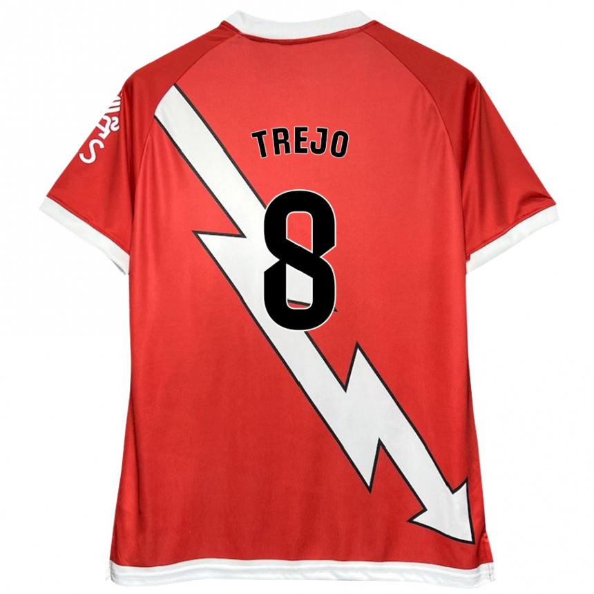 Niño Fútbol Camiseta Óscar Trejo #8 Blanco Rojo 1ª Equipación 2024/25 Argentina