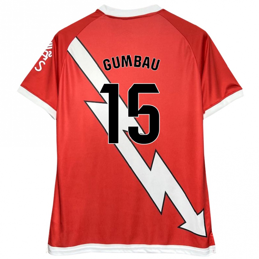 Niño Fútbol Camiseta Gerard Gumbau #15 Blanco Rojo 1ª Equipación 2024/25 Argentina