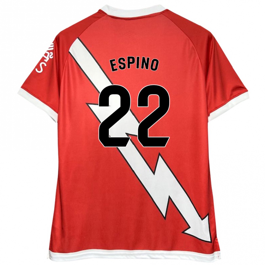 Niño Fútbol Camiseta Alfonso Espino #22 Blanco Rojo 1ª Equipación 2024/25 Argentina