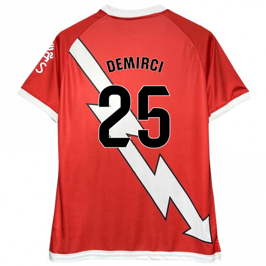 Niño Fútbol Camiseta Mert Demirci #25 Blanco Rojo 1ª Equipación 2024/25 Argentina