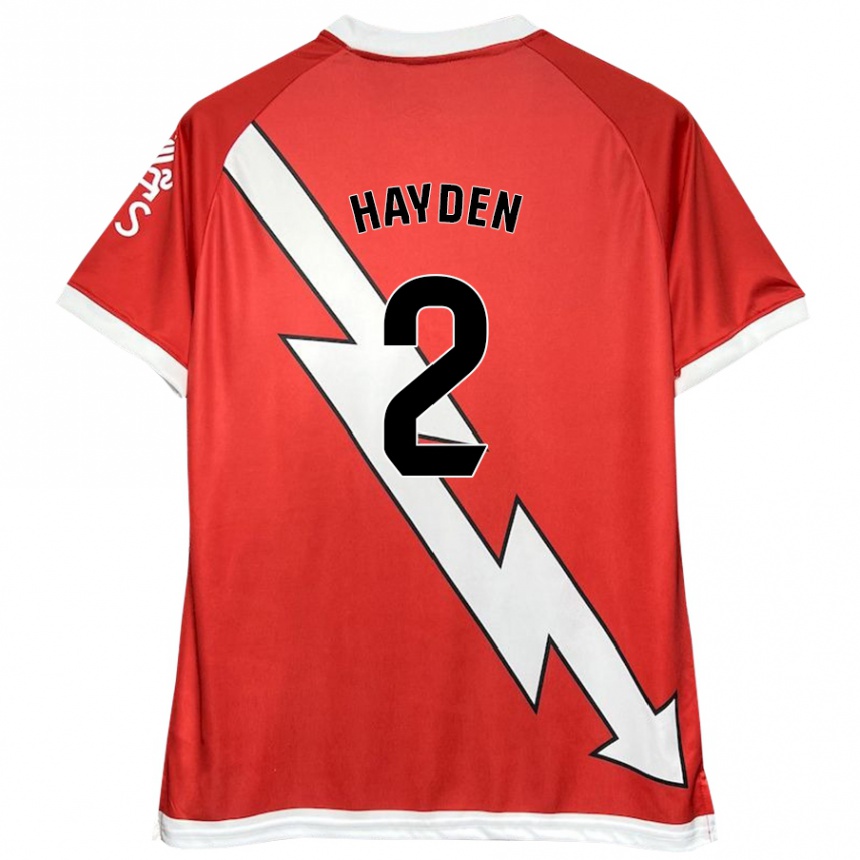 Niño Fútbol Camiseta Danielle Hayden #2 Blanco Rojo 1ª Equipación 2024/25 Argentina