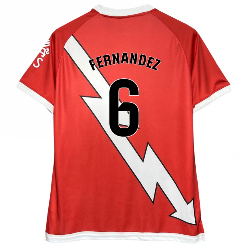 Niño Fútbol Camiseta Paula Fernández #6 Blanco Rojo 1ª Equipación 2024/25 Argentina