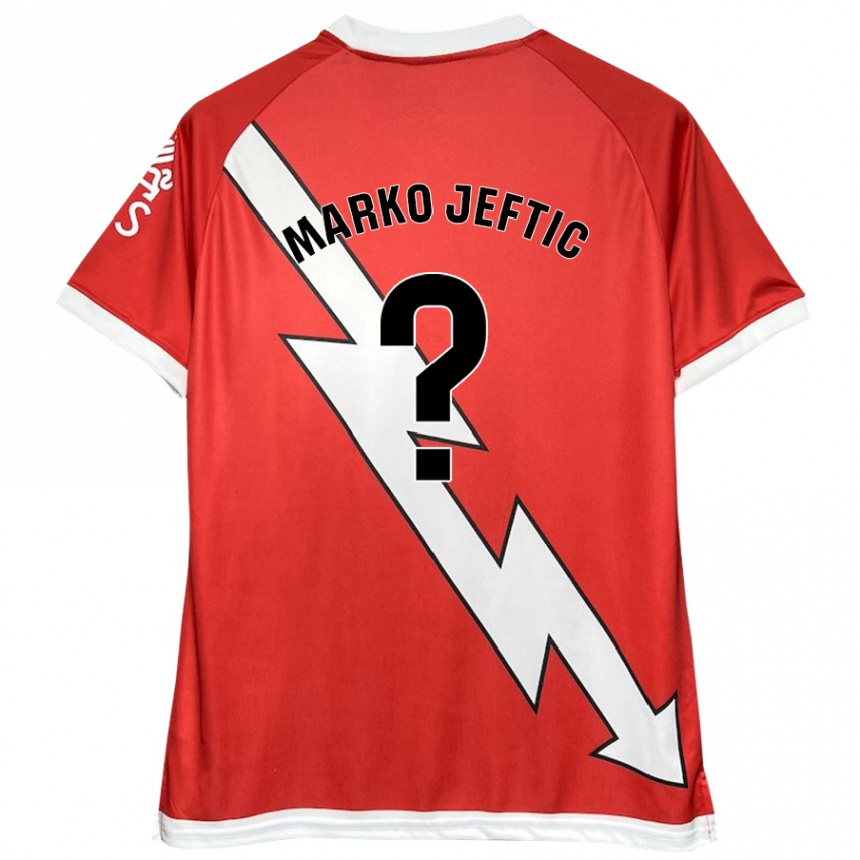 Niño Fútbol Camiseta Marko Jeftic #0 Blanco Rojo 1ª Equipación 2024/25 Argentina