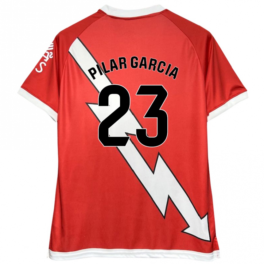 Niño Fútbol Camiseta María Pilar García Villalba #23 Blanco Rojo 1ª Equipación 2024/25 Argentina