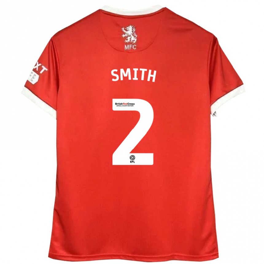 Niño Fútbol Camiseta Tommy Smith #2 Rojo Blanco 1ª Equipación 2024/25 Argentina