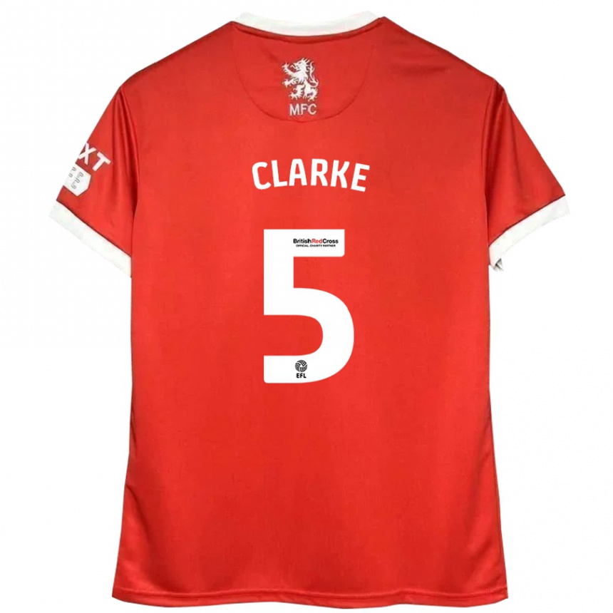 Niño Fútbol Camiseta Matt Clarke #5 Rojo Blanco 1ª Equipación 2024/25 Argentina