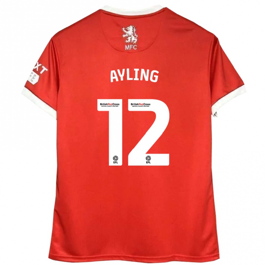 Niño Fútbol Camiseta Luke Ayling #12 Rojo Blanco 1ª Equipación 2024/25 Argentina